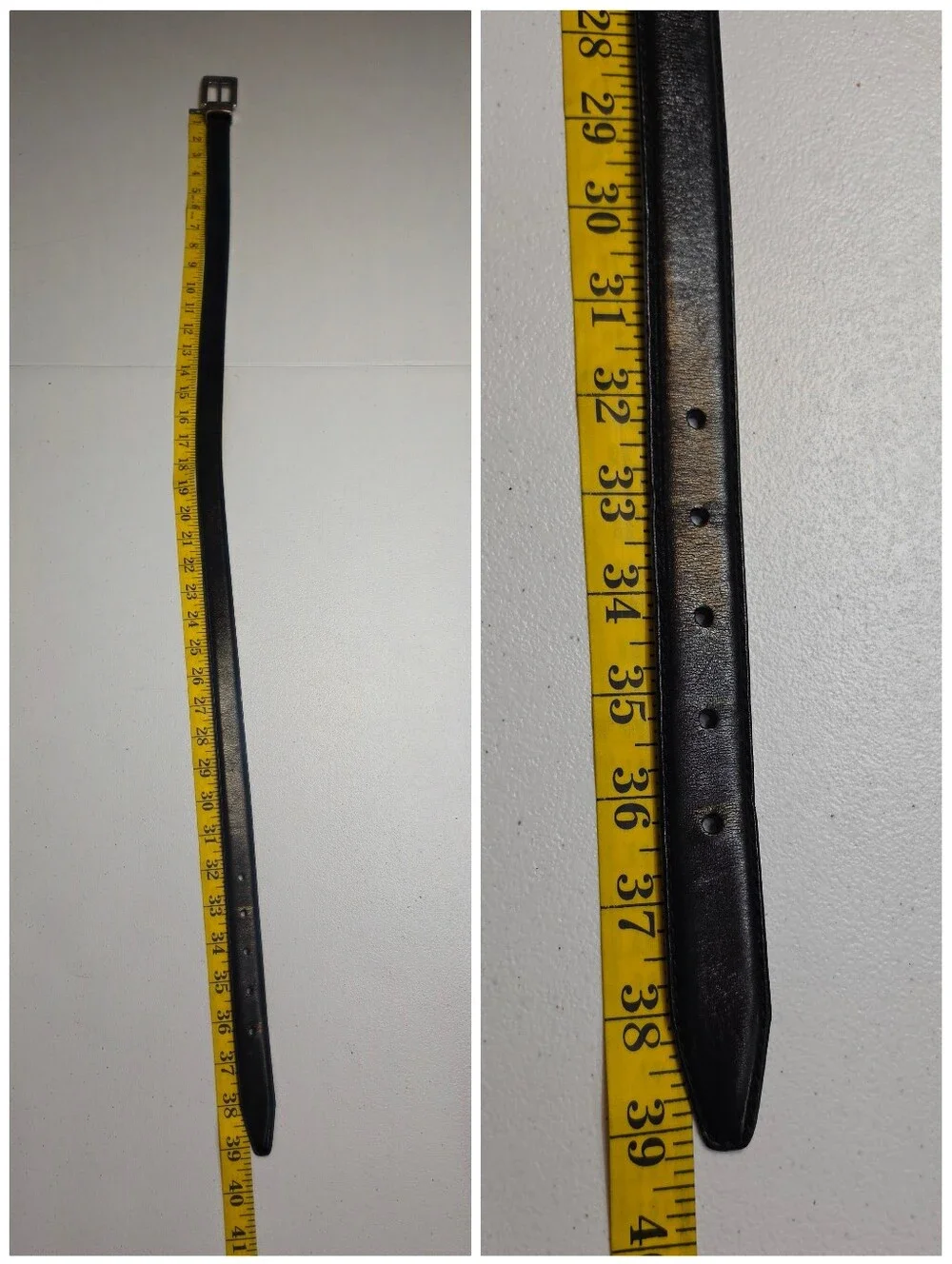 Fossil Black Leather Belt with Textured Two Tone Gold and Silver Buckle